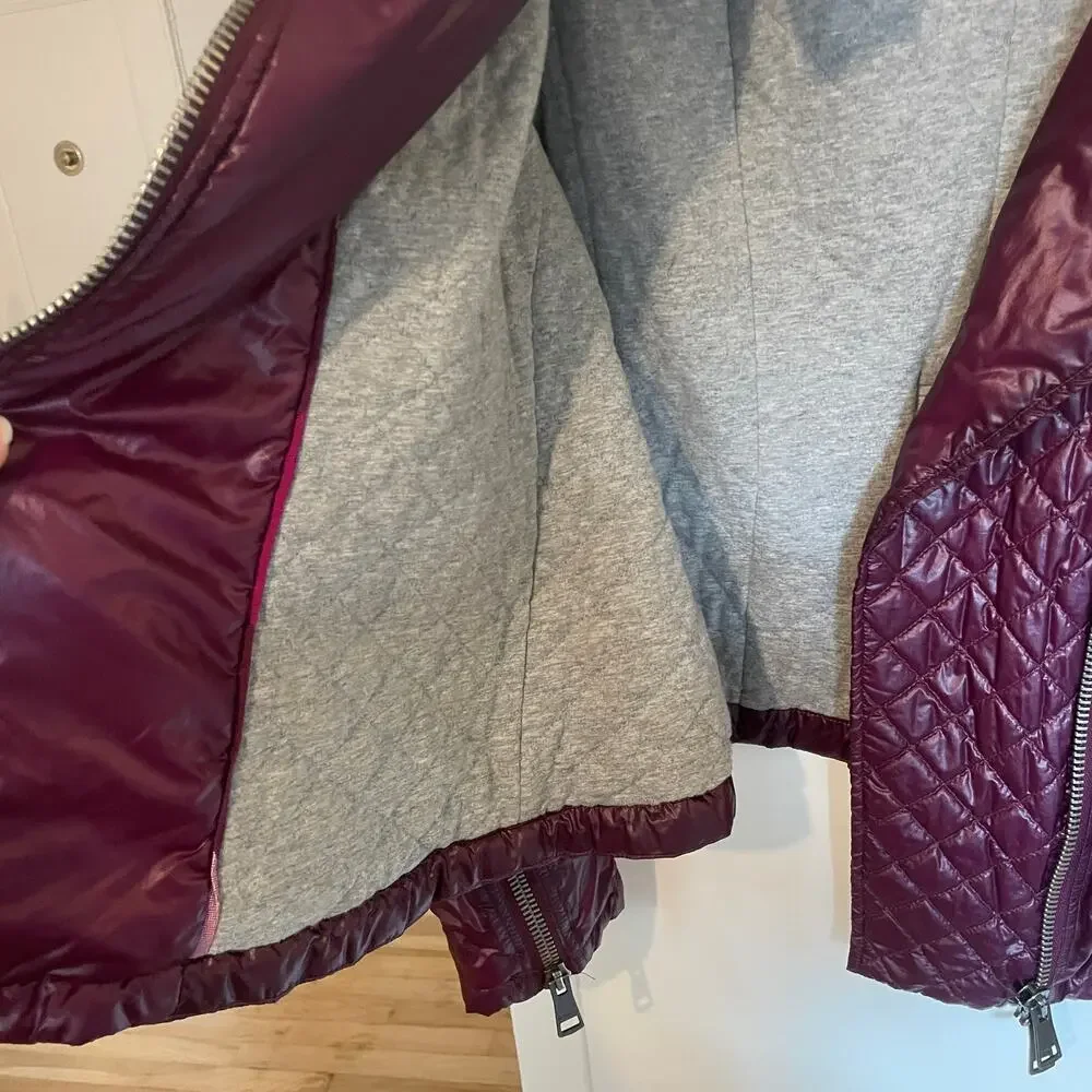 Burberry Brit Quilted Jacket Motorcycle Moto Plum Gunmetal Hardware US 14 - Picture 4 of 16